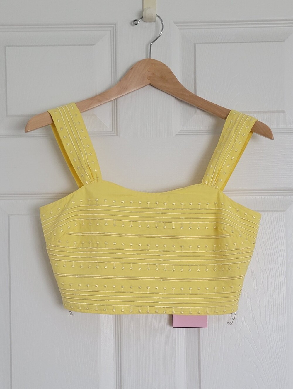 Avec Les Filles Yellow Embroidered Wide Strap Crop Top